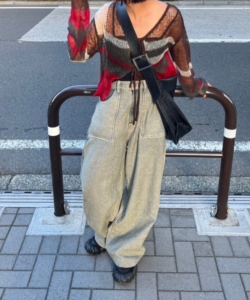 ニット セーター 前後2WAY バックリボンシアーニット レディース nemne ニット セーター 前後2wayシアーリボンニット レディース