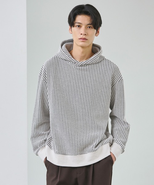 ESSENTIALS WARDROBE パーカー リブ配色コットンワッフルニットプル 