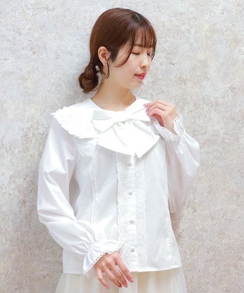 axes femme kawaii ブラウス シャツ フラット衿ブラウス レディース