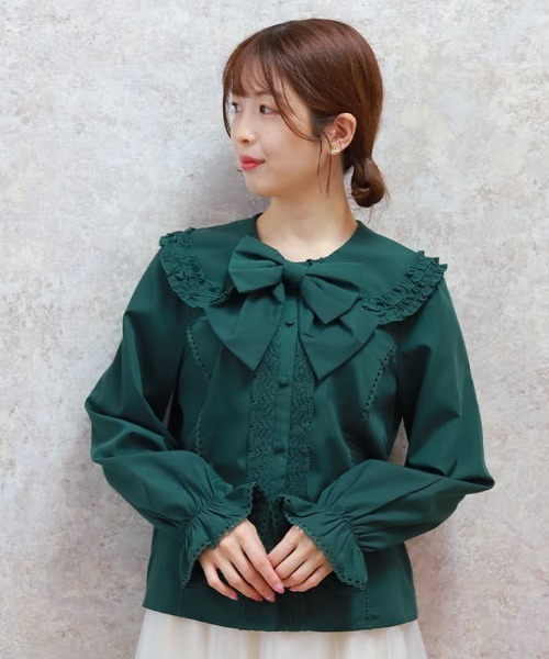 axes femme kawaii ブラウス シャツ フラット衿ブラウス レディース
