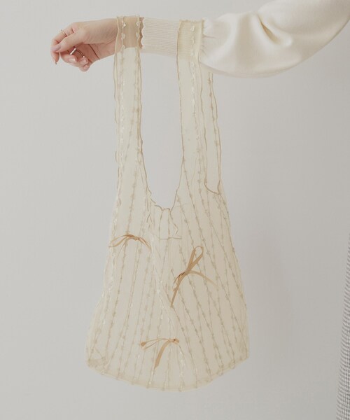 【howtoloveme】プリン レース 夏 リボン エコバッグ Couture Brooch エコバッグ レースリボンバッグ : ZOZOTOWN