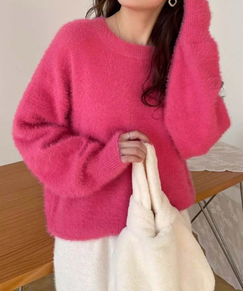 R&D.M.Co- オールドマンズテーラー シャギークルーネックセーターピンク♪ R&D.M.Co- オールドマンズテーラー シャギークルーネックセーターピンク♪