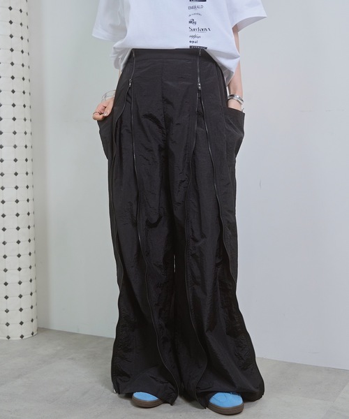 FRANGANT パンツ VIOLETTA パンツ ロングファスナーナイロンパンツ レディース