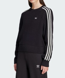 adidas レディース メッシュセーター 黒セットUP adidas ニット セーター アディカラー クルーネックセーター