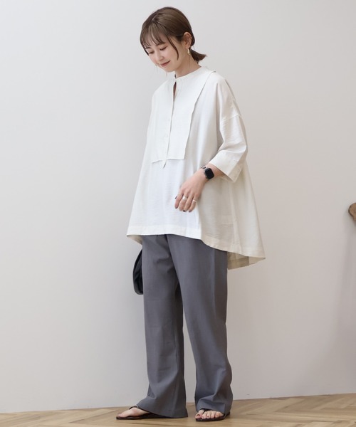 ブラウス シャツ 「接触冷感」チュニックシャツ レディース AMERICAN HOLIC シャツ ブラウス 接触冷感バンドカラー