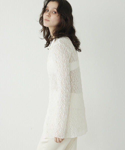 Whim Gazette 【THE PAUSE】 ストレッチレースシャツ　WH Whim Gazette ブラウス シャツ 「THE PAUSE」ストレッチレース