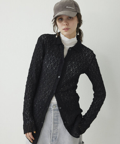 ブラウス シャツ supple stretch leather shirt(ストレッチレザーライクシャツ) レディース oll（ファッション） ブラウス シャツ Leather like shirt