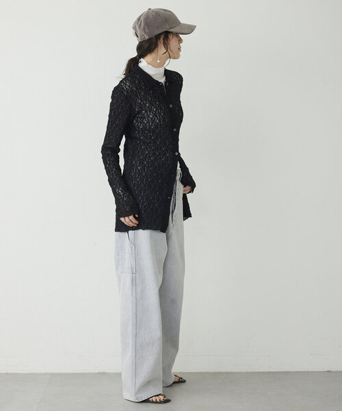 X様【THE PAUSE】ストレッチレースシャツ Whim Gazette ブラウス シャツ 「THE PAUSE」ストレッチレース