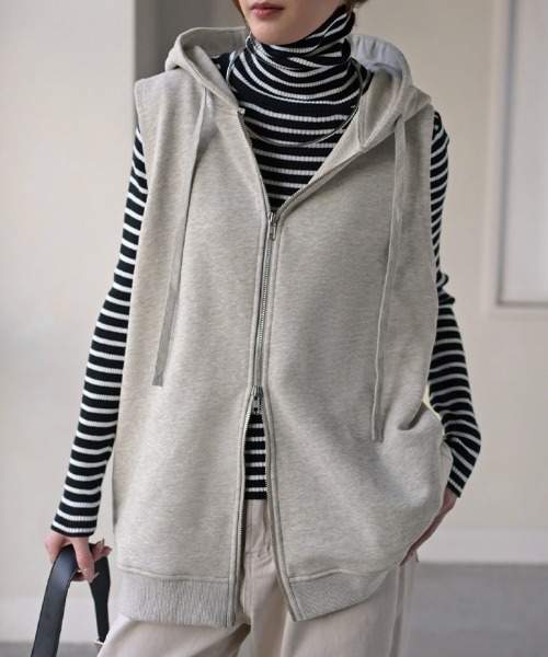 UJOH グレー ダブルジップベスト UJOH / W Zip-up Vest - good LIFE STORE