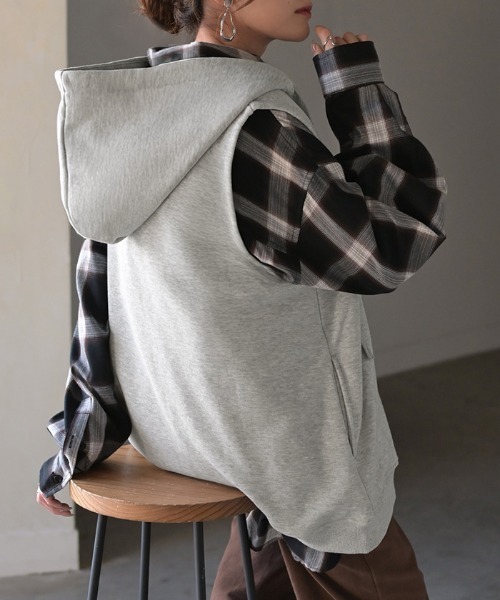 UJOH グレー ダブルジップベスト UJOH / W Zip-up Vest - good LIFE STORE