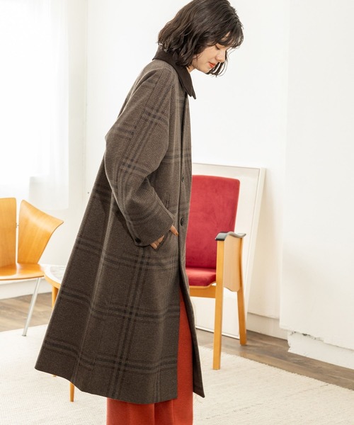 (575)niko and…ロングコート新品 niko and…（ニコアンド） ステンカラーコート LONG グリーン