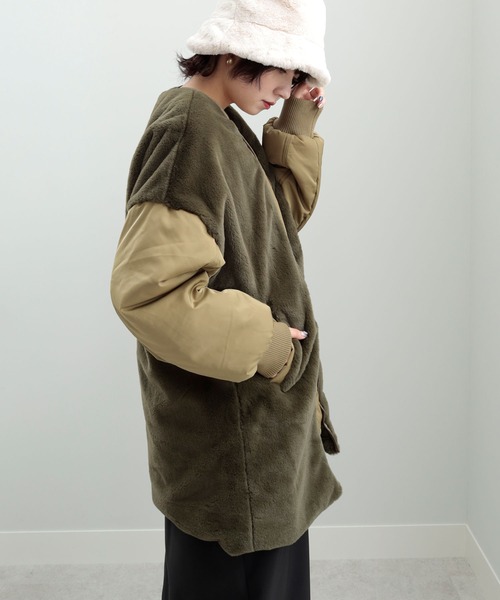 「GeeRA」 コート MEDIUM カーキ レディース_画像3