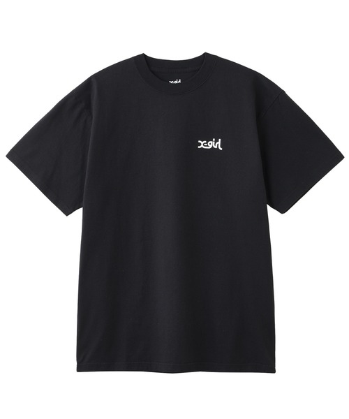 X-girl Tシャツ　黒 エックスガール】x-girl Tシャツ ロゴプリント 半袖 レディース