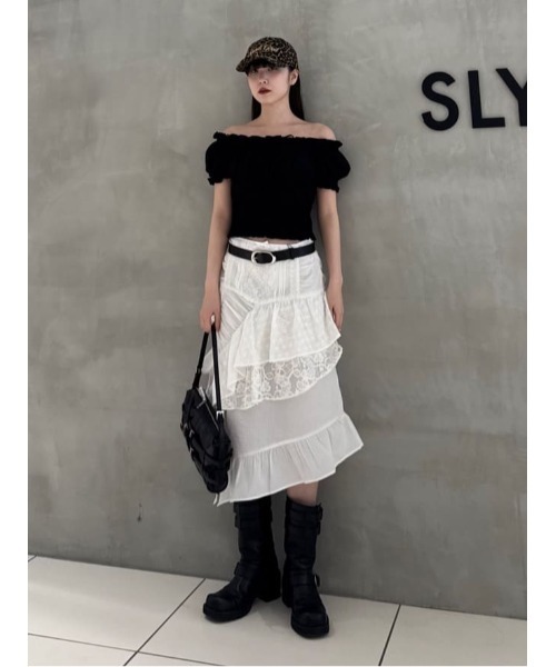 【関税送料込み】Casablanca スケートレイヤードコットントップ SLY スカート COTTON LACED WRAP DESIGN L/SK コットンレース