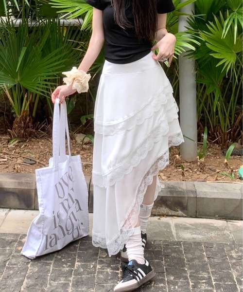 ホワイト アシンメトリー フリルデザイン スカート 楽天市場】女性らしさを惹き立てる！アシンメトリーフリルデザイン