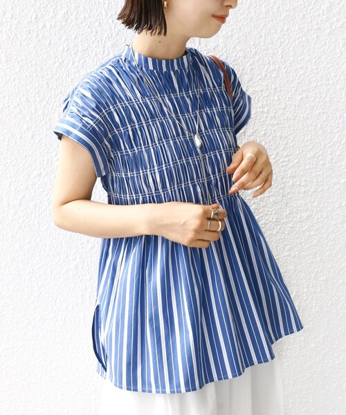 「SHIPS」 半袖ブラウス ONE SIZE ブルー レディース
