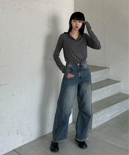 「feepur」 長袖カットソー MEDIUM オフホワイト レディース