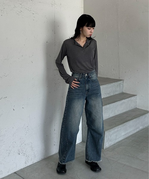 「feepur」 長袖カットソー MEDIUM オフホワイト レディース