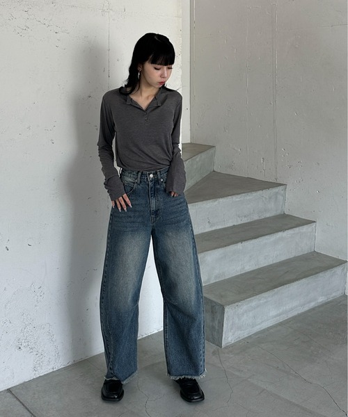 「feepur」 長袖カットソー MEDIUM オフホワイト レディース