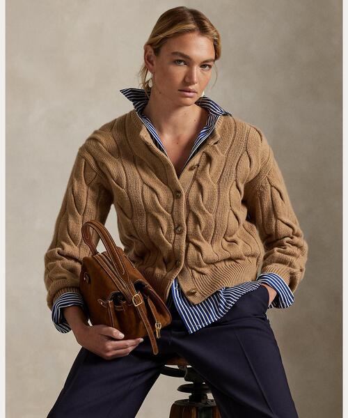 RALPH LAURENラルフローレン　ケーブル　ニット　カーディガン　カシミヤ POLO RALPH LAUREN カーディガン ケーブルニット ウールカシミヤ