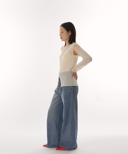 「MUHET」 加工デニムパンツ MEDIUM ブラック レディース