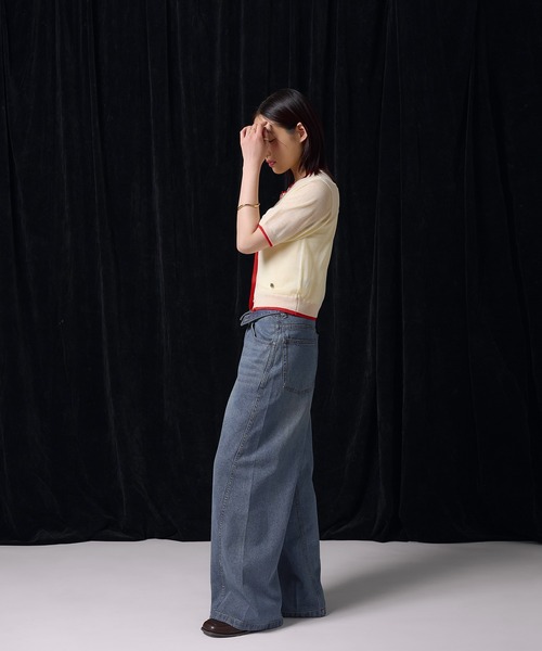 「MUHET」 加工デニムパンツ MEDIUM ブラック レディース