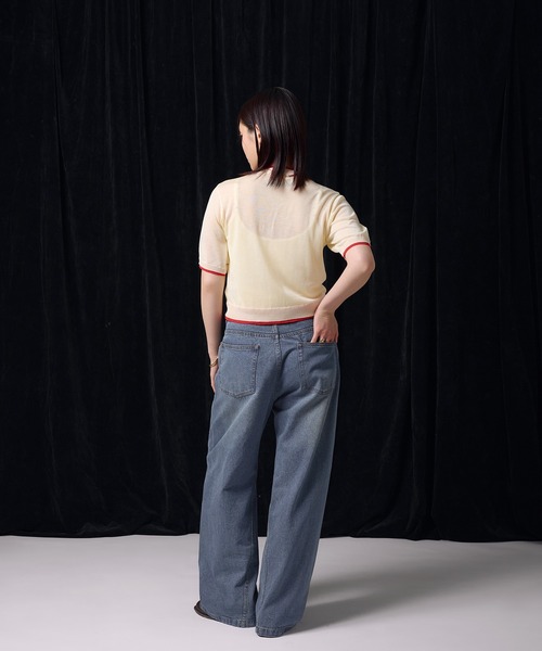 「MUHET」 加工デニムパンツ MEDIUM ブラック レディース