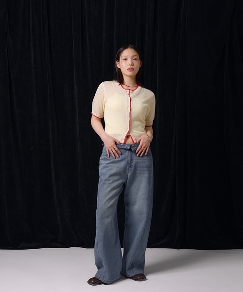 「MUHET」 加工デニムパンツ MEDIUM ブラック レディース