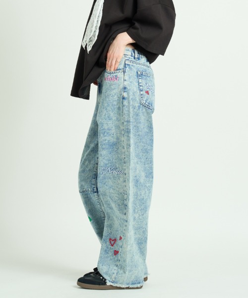 Lucila Safdie Jeans XS デニム　紺色　刺繍 A.D.C.L. ジーンズ デニム デニムパンツ 刺繍入り バレルシルエット