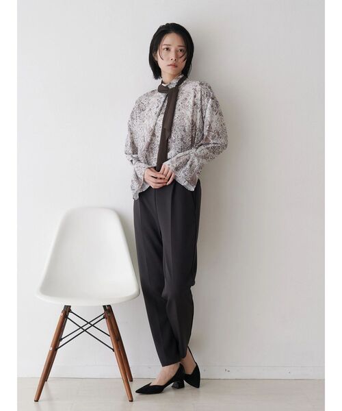 yoriフクレサイドギャザーブラウス38 ネイビー yori サイドギャザー