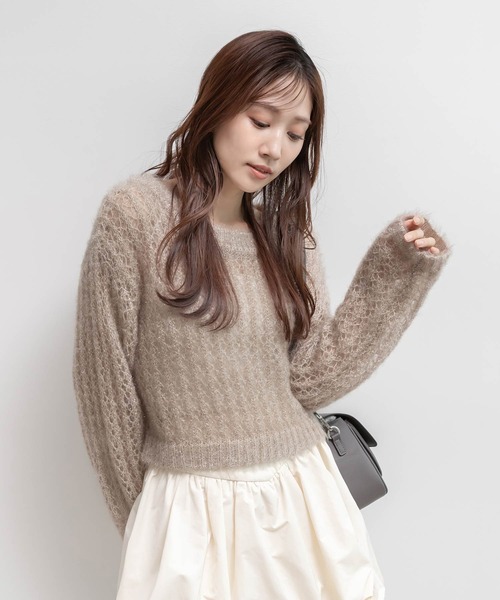 RANDA（ランダ） ニット セーター シースルーローゲージニット
