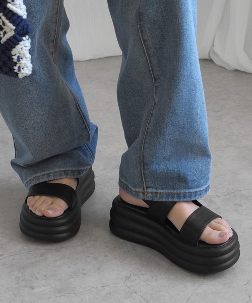 「minia」 フラットサンダル M ブラック レディース_画像4