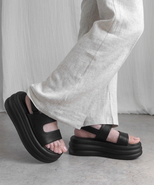 「minia」 フラットサンダル M ブラック レディース_画像9