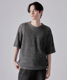 「CLEL」 半袖ニット X-SMALL ネイビー メンズの画像4