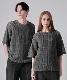 「CLEL」 半袖ニット X-SMALL ネイビー メンズの画像7