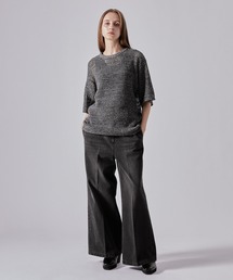 「CLEL」 半袖ニット X-SMALL ネイビー メンズの画像9