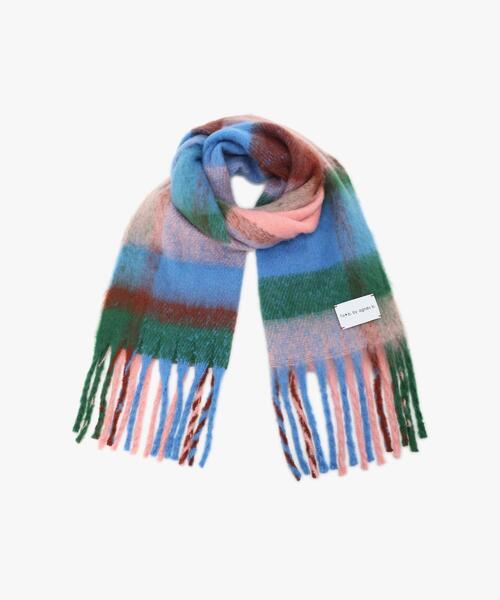 新品タグ　agnes b. アニエスベー　ウールマフラー　大判ストール　チェック To b. by agnes マフラー ストール ブロックチェック レディース