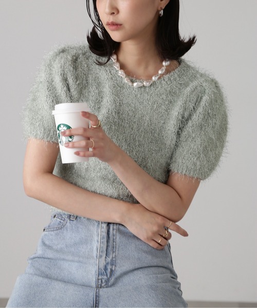 「FREE'S MART」 半袖ニット FREE ネイビー レディース_画像4