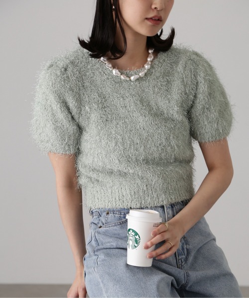 「FREE'S MART」 半袖ニット FREE ネイビー レディース_画像5