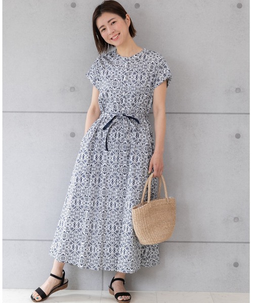 「PREFERIR」 半袖ワンピース MEDIUM ネイビー レディース_画像2