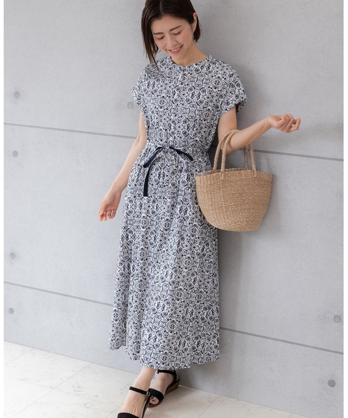 「PREFERIR」 半袖ワンピース MEDIUM ネイビー レディース_画像3