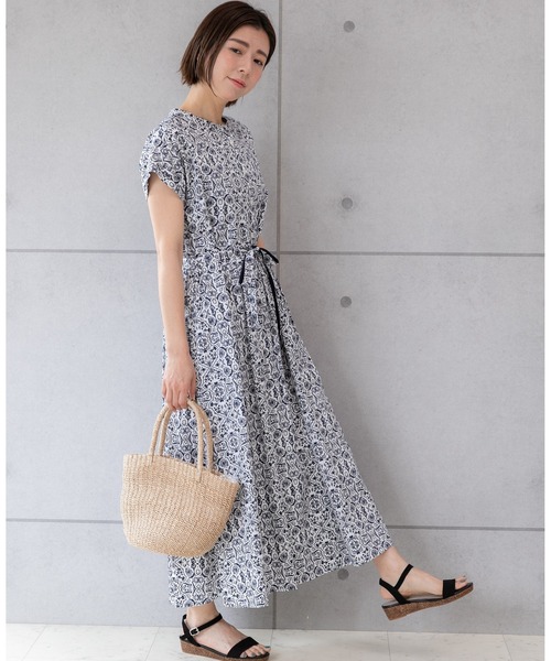 「PREFERIR」 半袖ワンピース MEDIUM ネイビー レディース_画像5