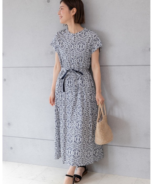 「PREFERIR」 半袖ワンピース MEDIUM ネイビー レディース_画像8