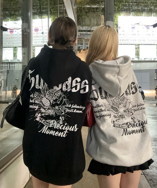 continuer de NICE CLAUP パーカー エンジェルプリント裏起毛パーカー