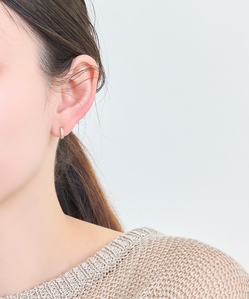 ピアス 「数量限定」金属アレルギー対応クロスネックレス＆ビジューフープピアスセット/BOX＆ショッパー付き/ギフト レディース メンズの画像