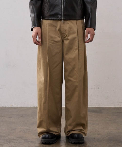 チノパン TWO TUCK COTTON WIDE PANTS メンズ レディース