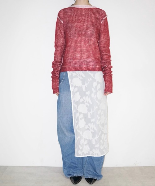 「musubore」 長袖ニット FREE レッド レディース_画像3