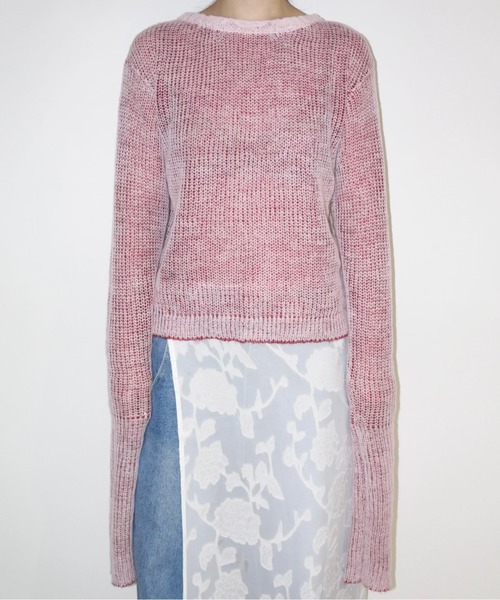 「musubore」 長袖ニット FREE レッド レディース_画像6