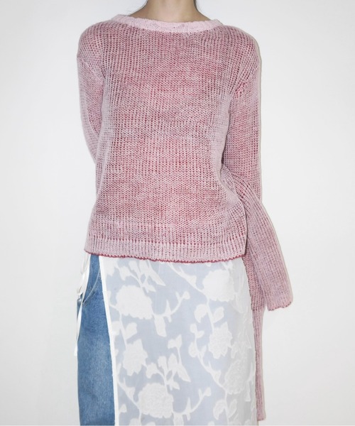 「musubore」 長袖ニット FREE レッド レディース_画像7