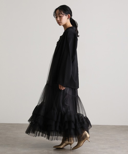 atlo（アトロ） ドレス ロング＆袖ありフォーマルボリュームチュール